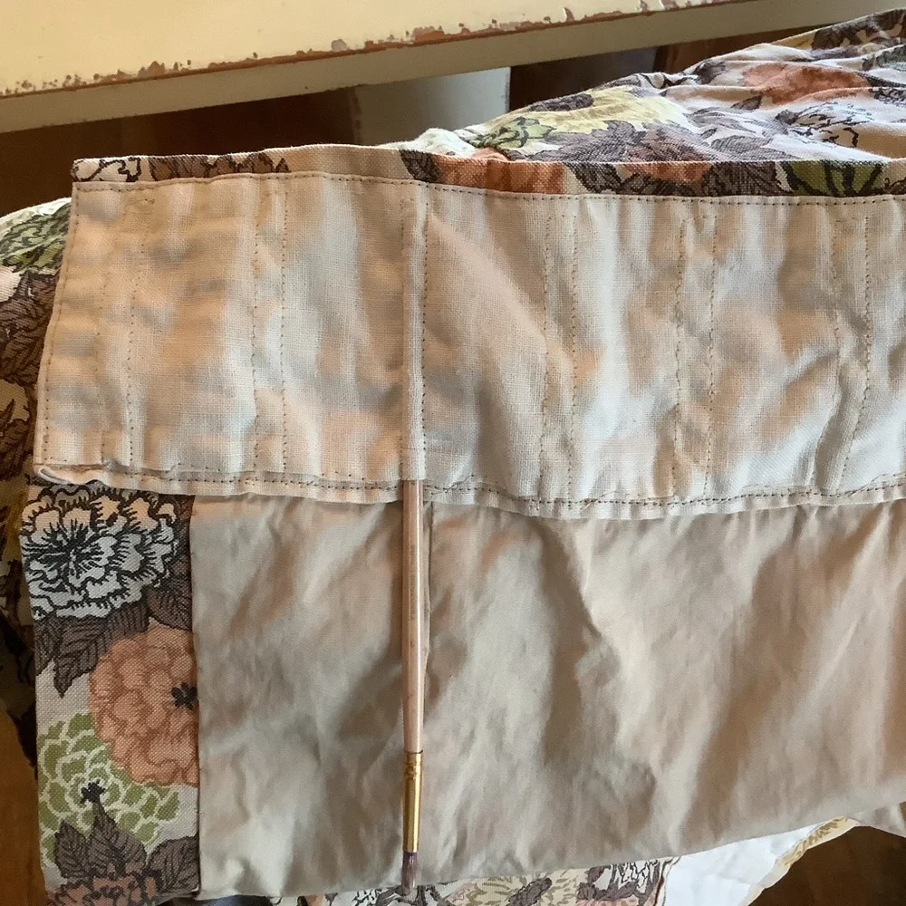Vintage 60’s 70’s Cream Brown Orange Yellow Green Drapes Curtains 10 Pieces