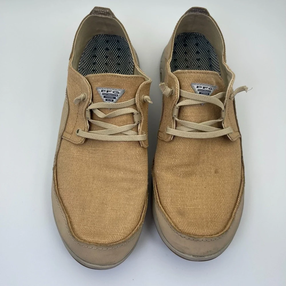 Columbia PFG Bahama Vent Men's Shoes Size 12 Tan Canvas Deck Loafers BM8999-241