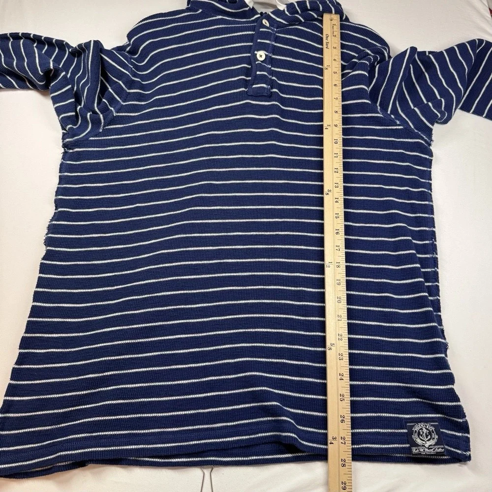 Polo Ralph Lauren Thermal Hoodie Mens XL Vtg Striped‎ Long Sleeve 90s Y2K Preppy