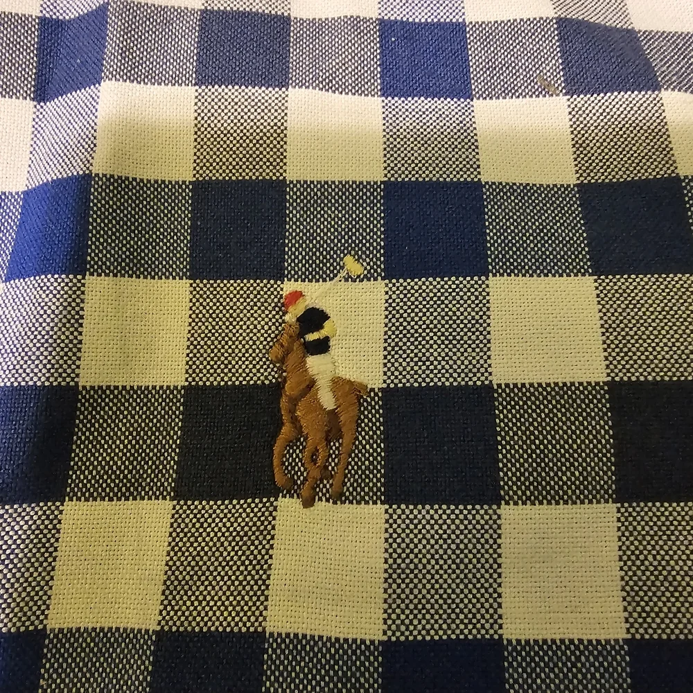 Polo Ralph Lauren Men's XL Gingham Oxford Shirt Blue/White Button Down Pony Logo