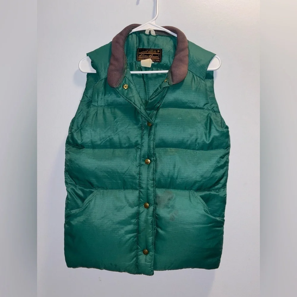 Vintage 1960s Eddie Bauer Goose Down Quilted Vest with Snaps