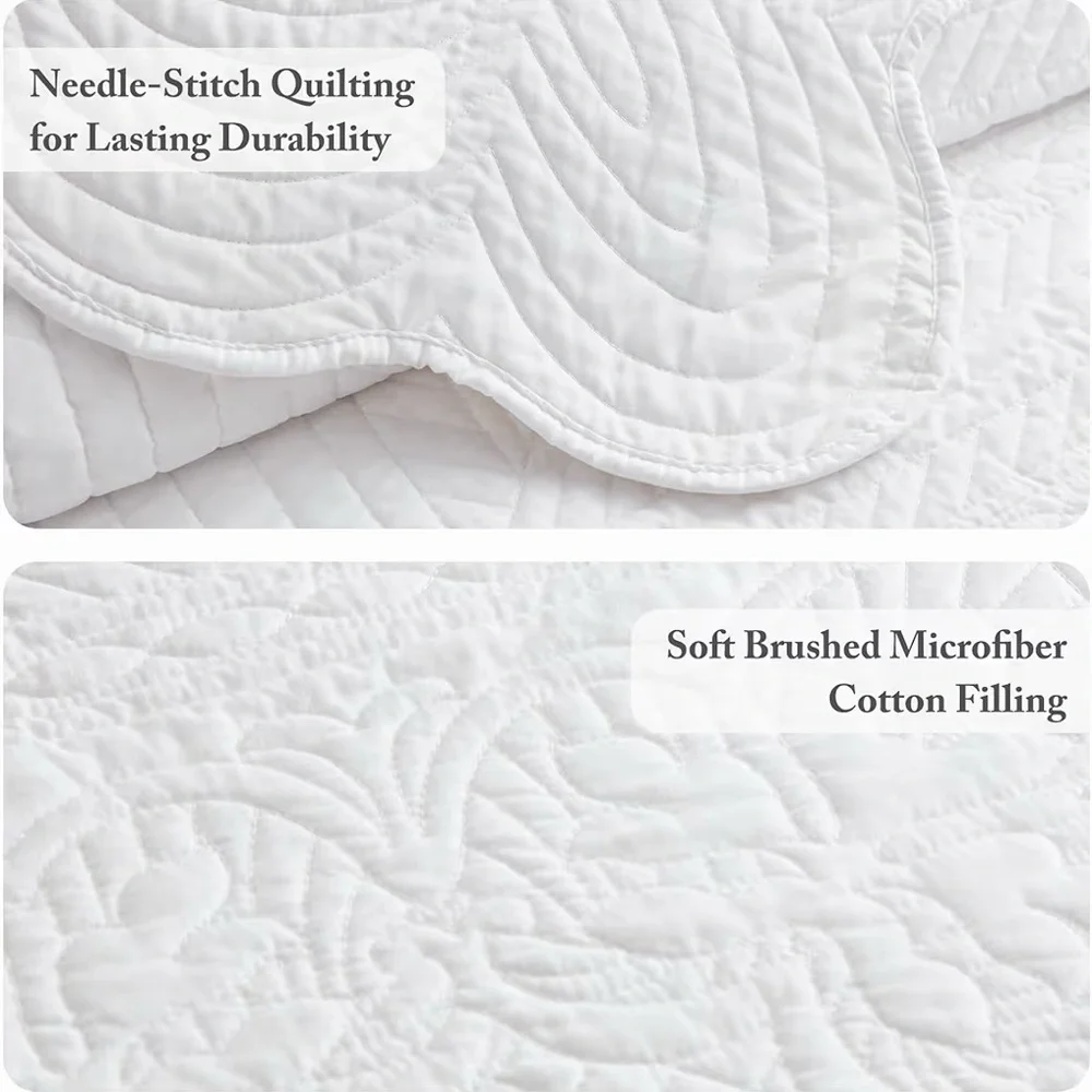 Madison Park Damask Coverlet Quilt Set Queen Cottage White 3PC Bedding Medallion