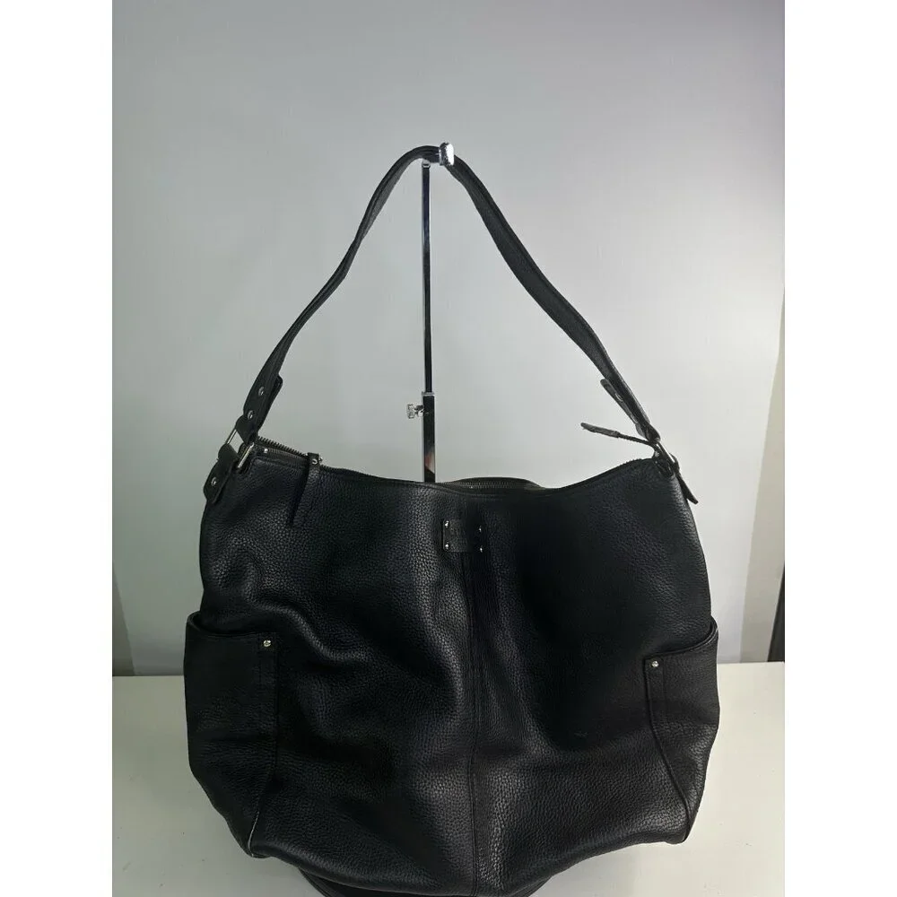 Kate Spade Black Genuine Pebbled Leather XL Hobo Shoulder Bag