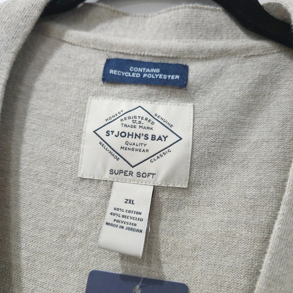 Men's Light Beige Cardigan Sweater, Big & Tall 2XL, Nwt Preppy Grandpacore