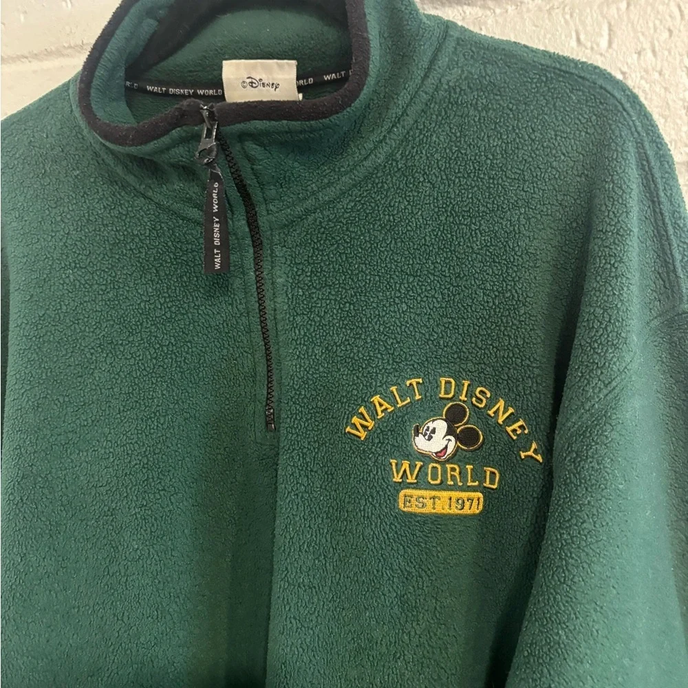 Vintage Walt Disney Disney world green fleece 1/4 zip jacket