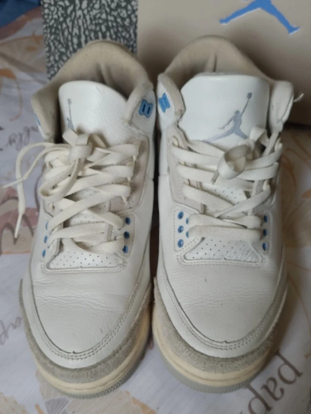 Jordan Men's White & Light Blue Low-Top Sneakers