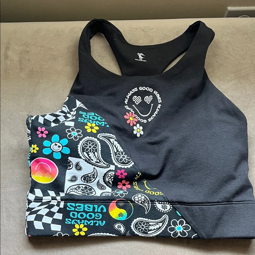Justice Black Tank Top Good Vibes