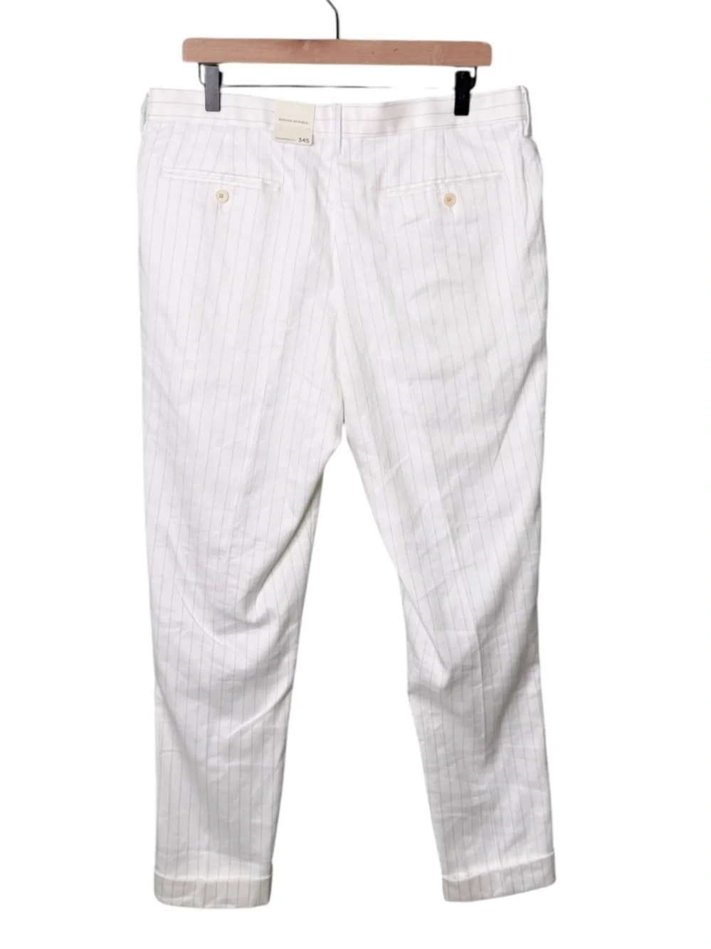 NWT Banana Republic Linen Tailored Fit Slim Pants White Grey Men’s 34 Short