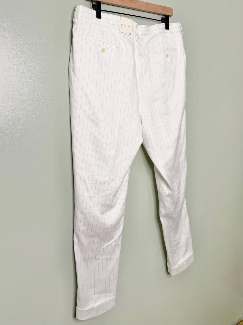 NWT Banana Republic Linen Tailored Fit Slim Pants White Grey Men’s 34 Short