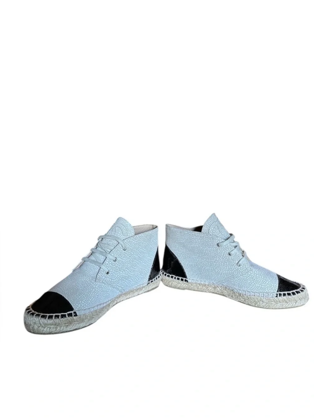 CHANEL ICONIC LOGO CRACKLE ESPADRILLE SNEAKERS RETAIL 995