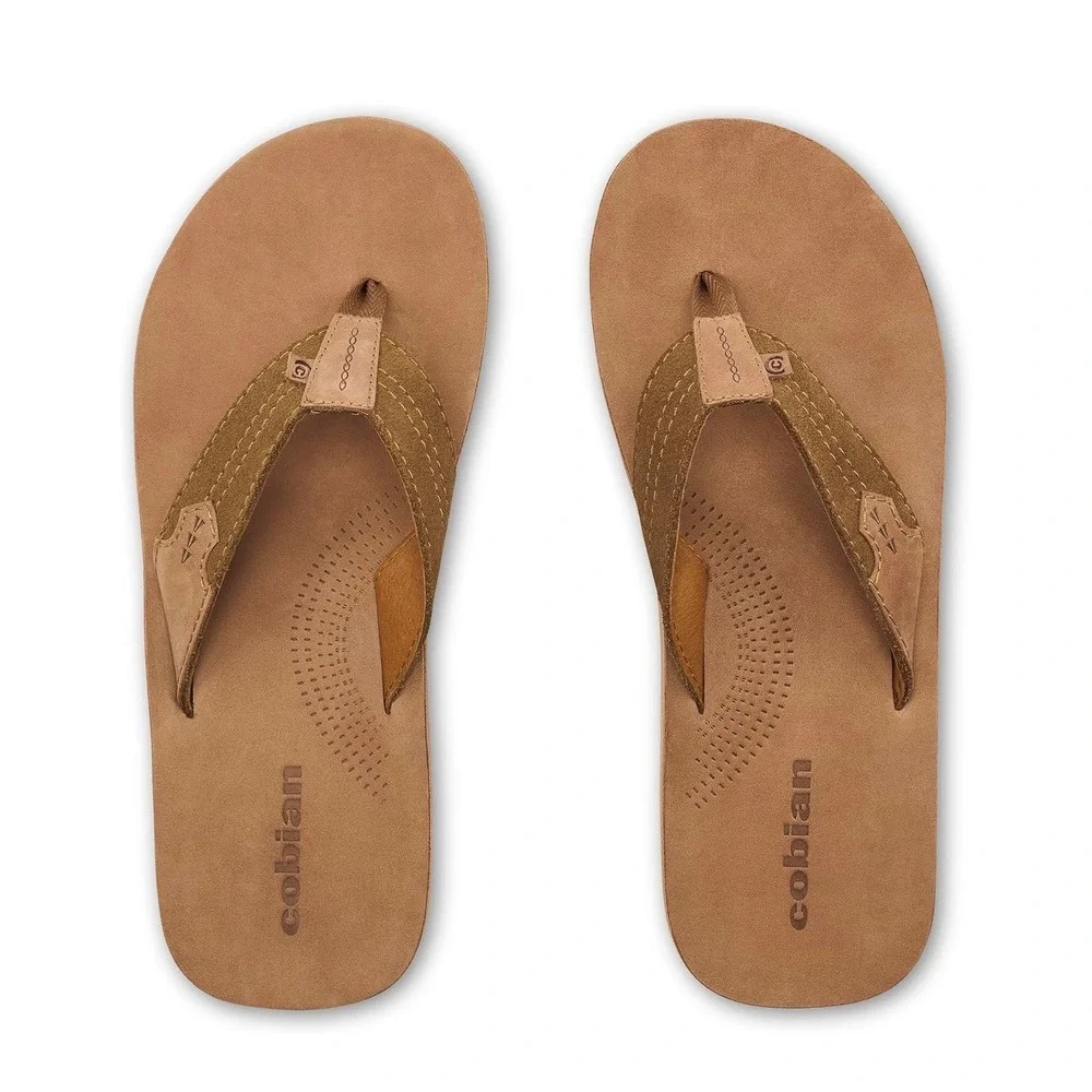 Cobian Lazo Campo Del Sol Mens Tan Premium Leather Flip Flop Sandals Size 9 NEW
