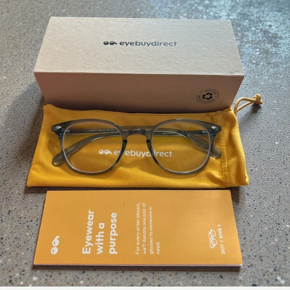 NEW Eyebuydirect Hubris Eyeglasses Frames 48-21-137 w/‎ Box Case Pouch