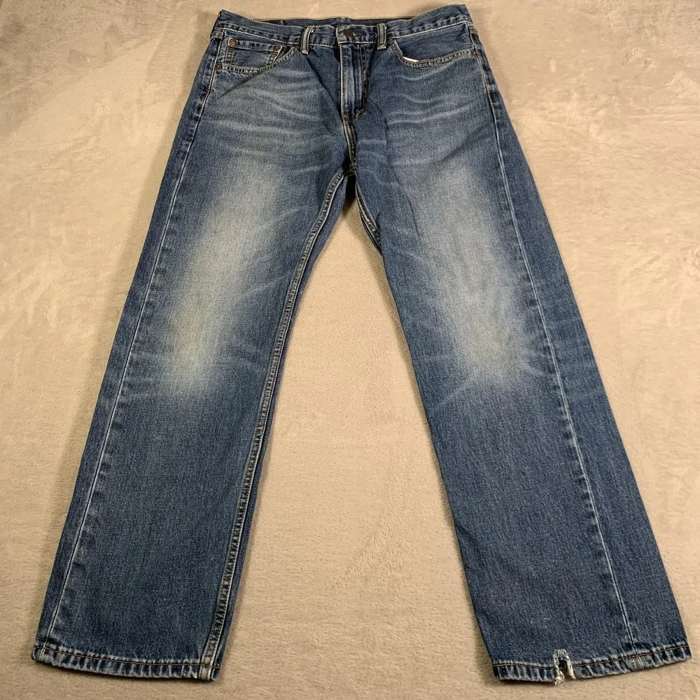 Levis 501 Jeans Mens 33x30 Blue Denim Button Fly Straight Red Tab Medium‎ Wash
