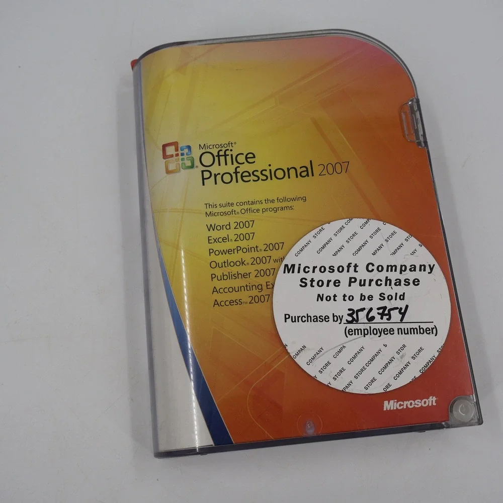 Microsoft Office Professional 2007 PC Full Version New Sealed Orange Case