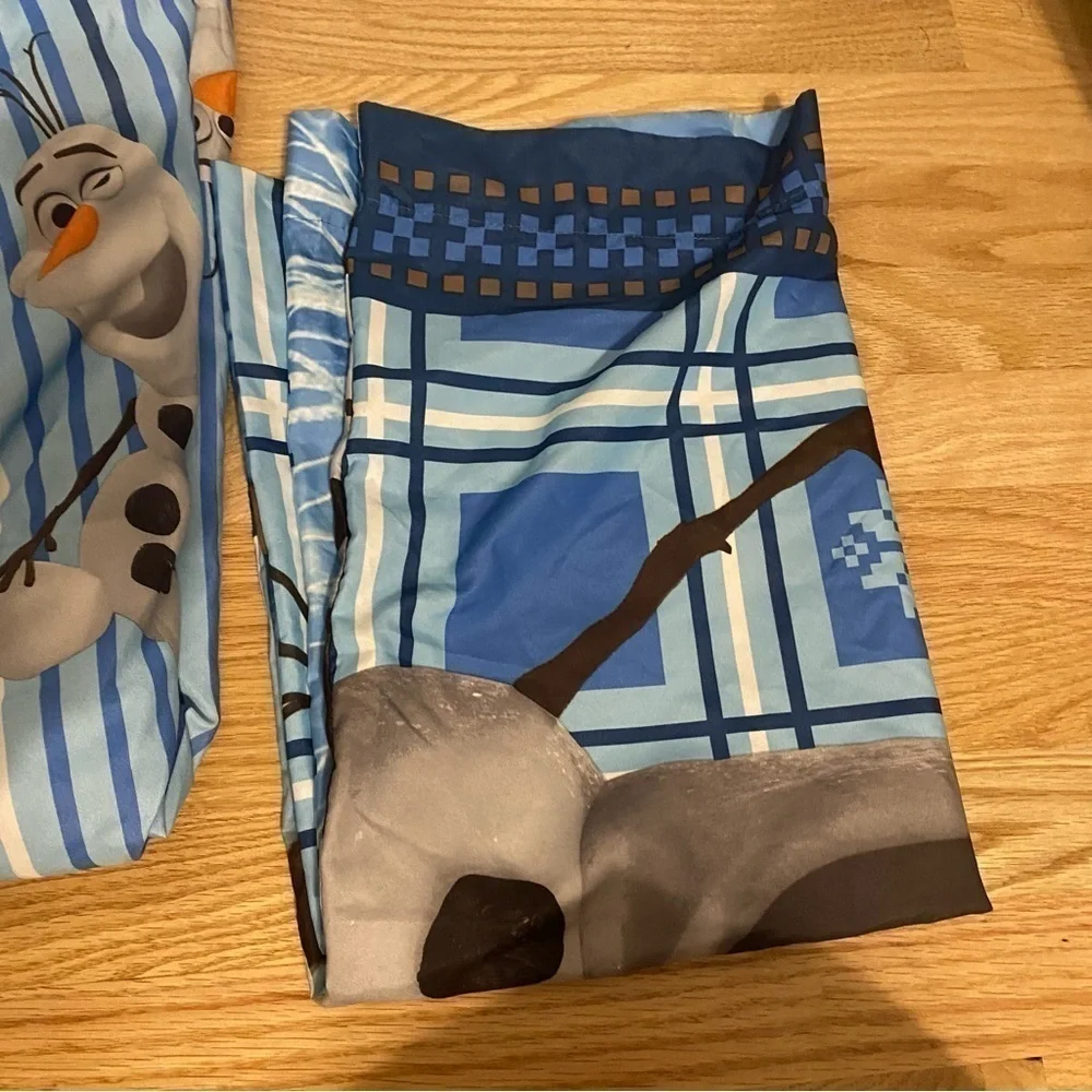 Disney Olaf Fitted Twin Sheet & 2 Pillow Cases Bundle Frozen Blue Snowman Kids