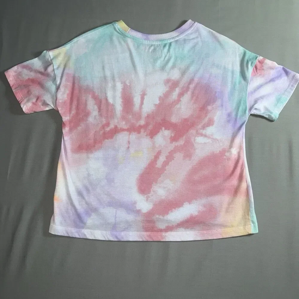 Justice Pastel Tie-Dye Cropped Tee - Pink, Mint, Yellow, Lavender
