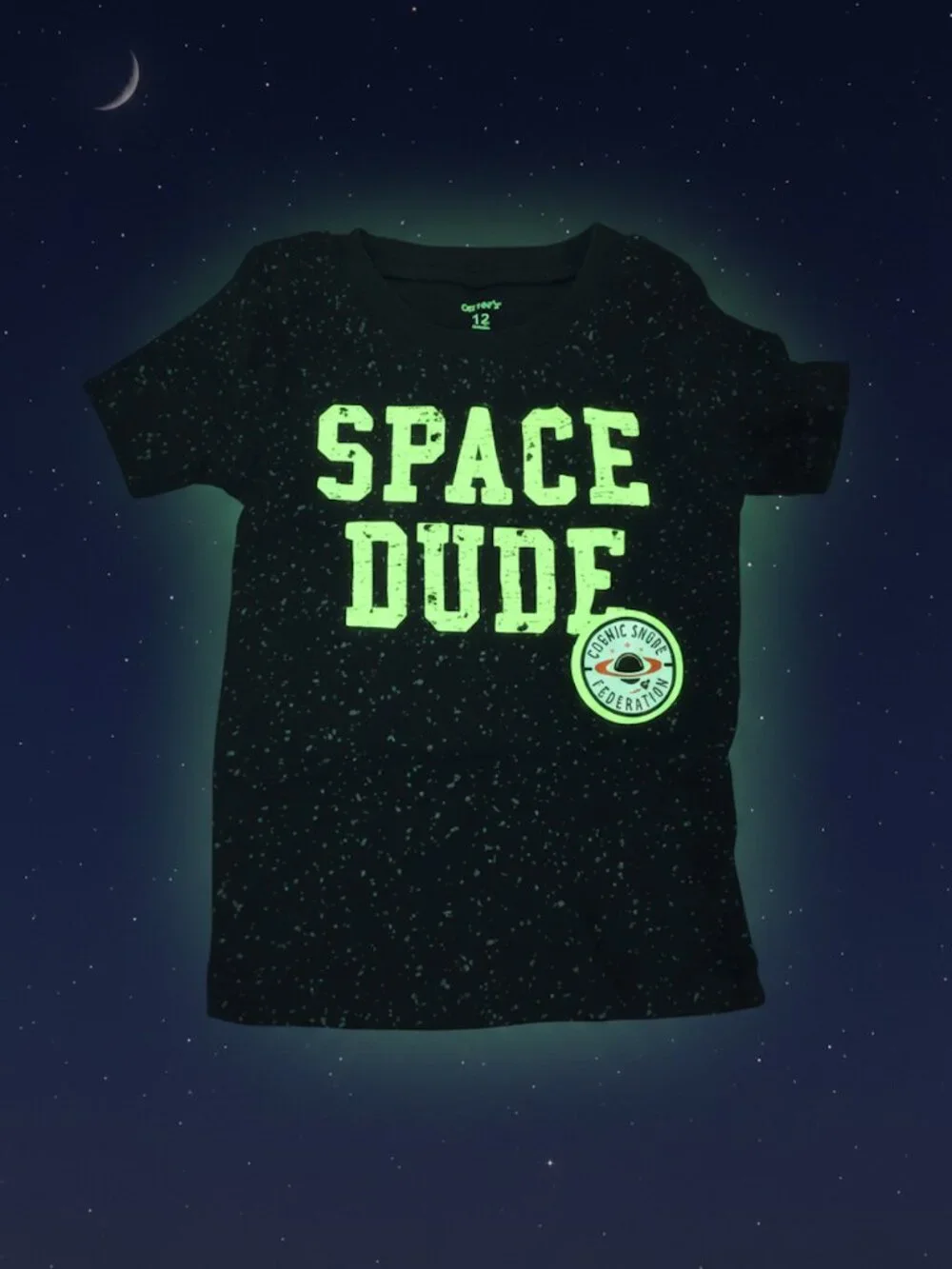 NWT Carter's Space Dude Pajamas 12M Glow In The Dark Galaxy Rocket Ship PJs