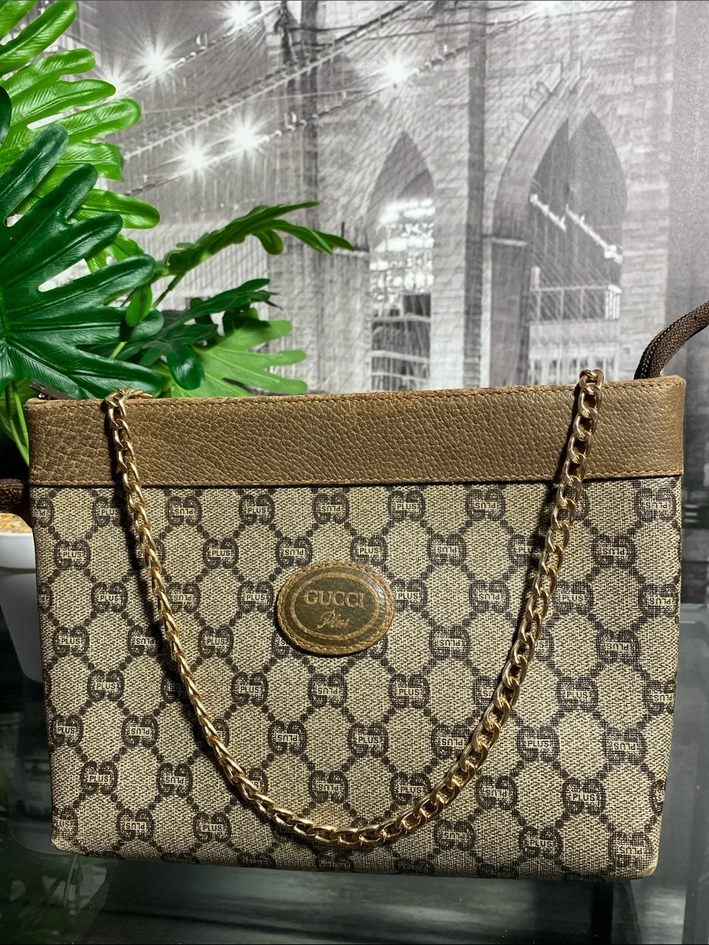 Authentic Gucci GG Plus Vintage Pouch Clutch bag