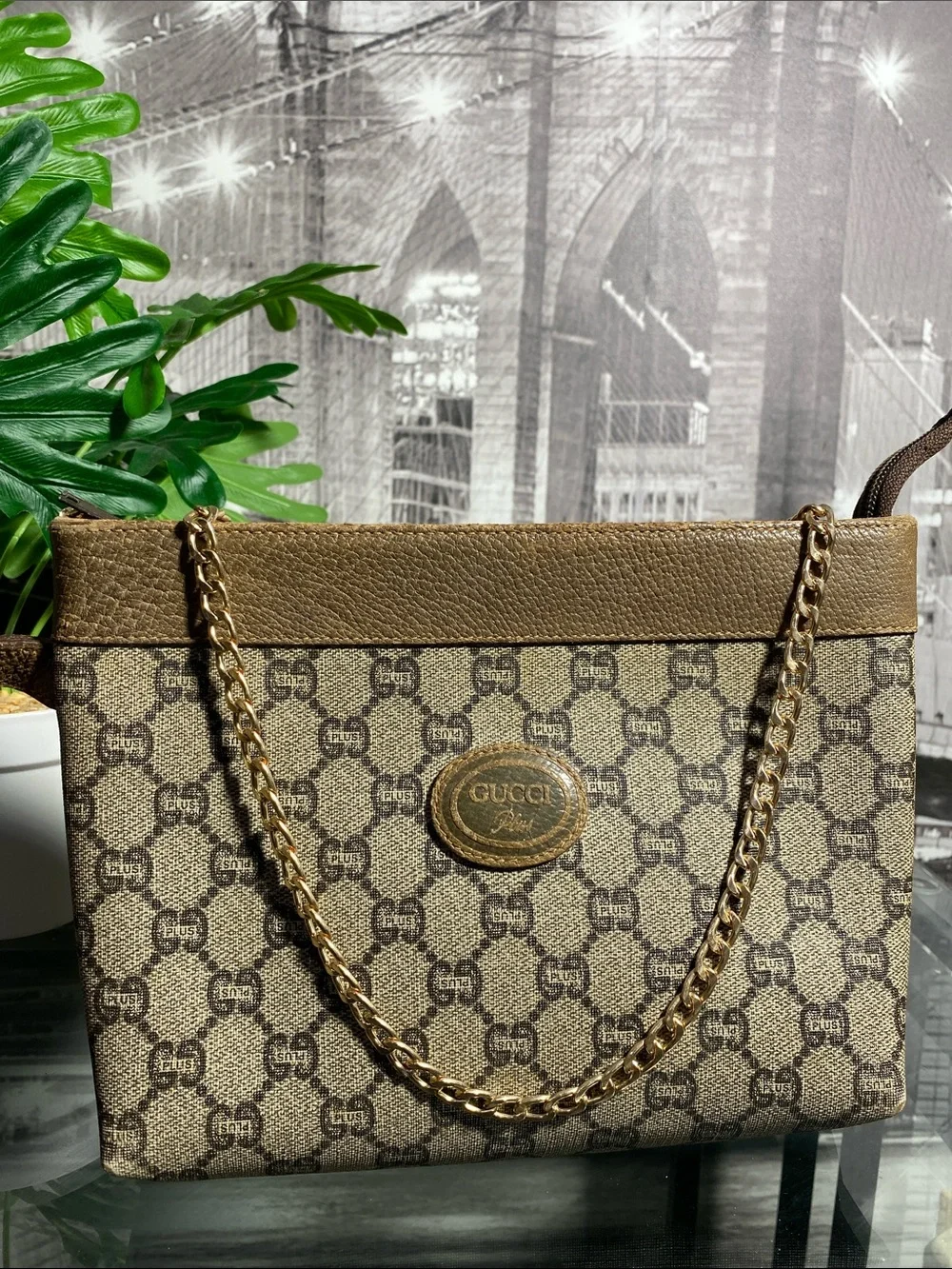 Authentic Gucci GG Plus Vintage Pouch Clutch bag