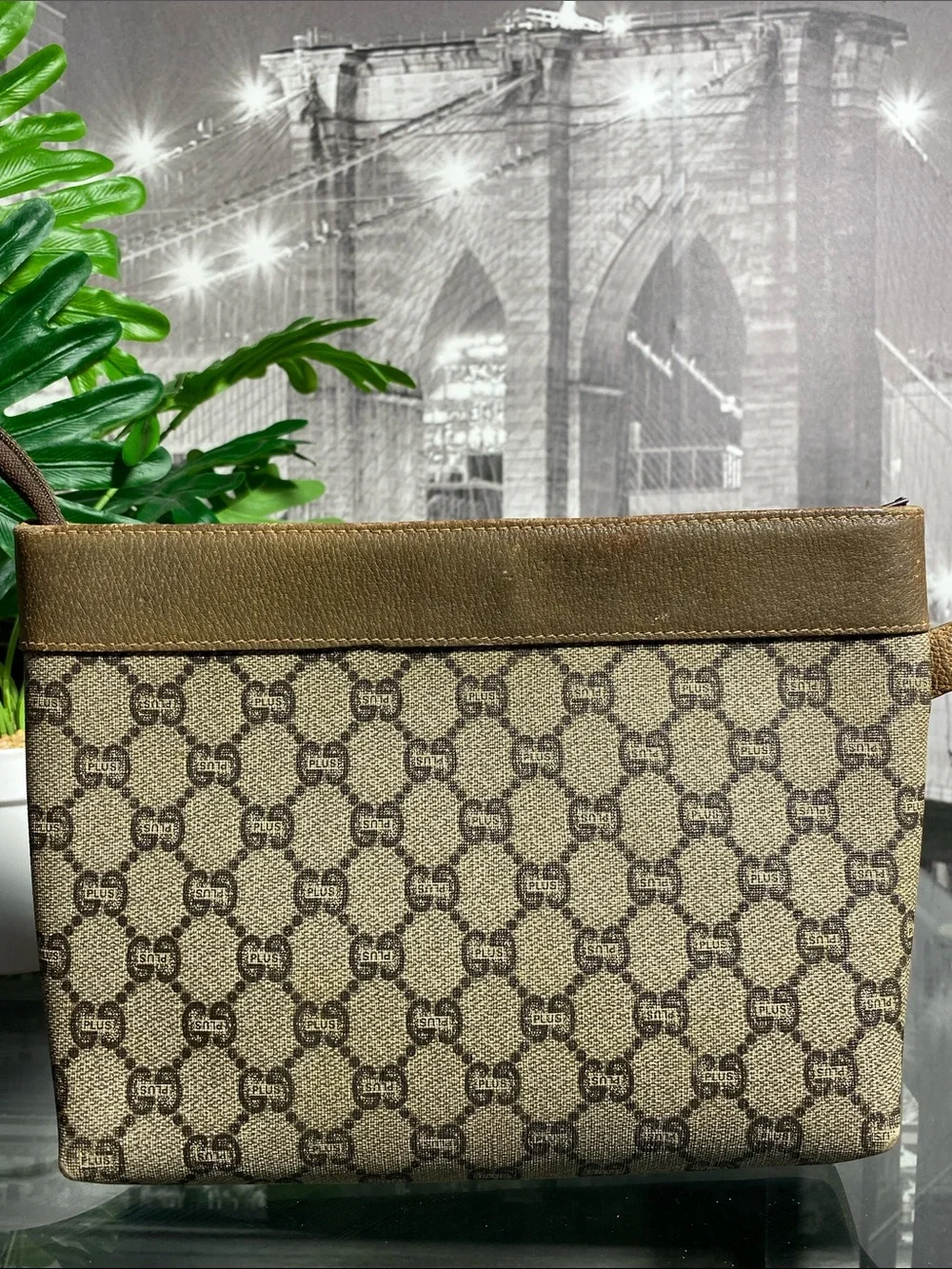 Authentic Gucci GG Plus Vintage Pouch Clutch bag