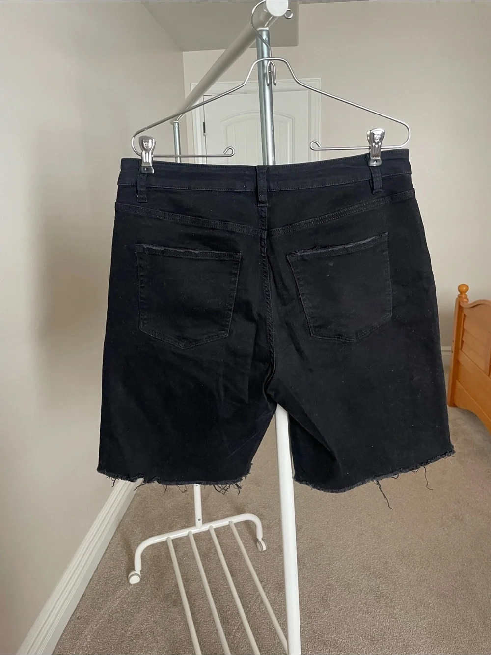 bohme Black Frayed Hem Bermuda Shorts