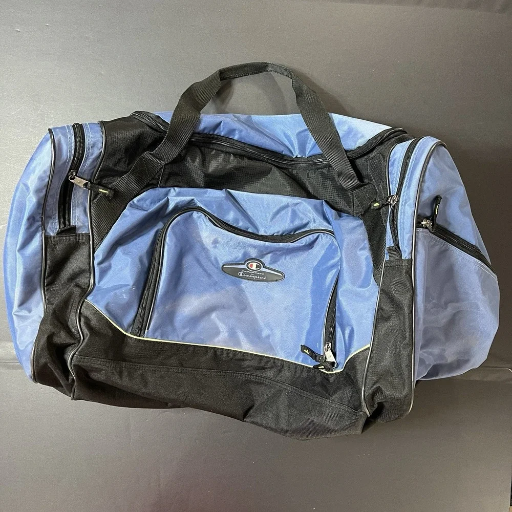 Vintage Champion Endurance Gym Duffle Bag Blue / Black Athletic Bag