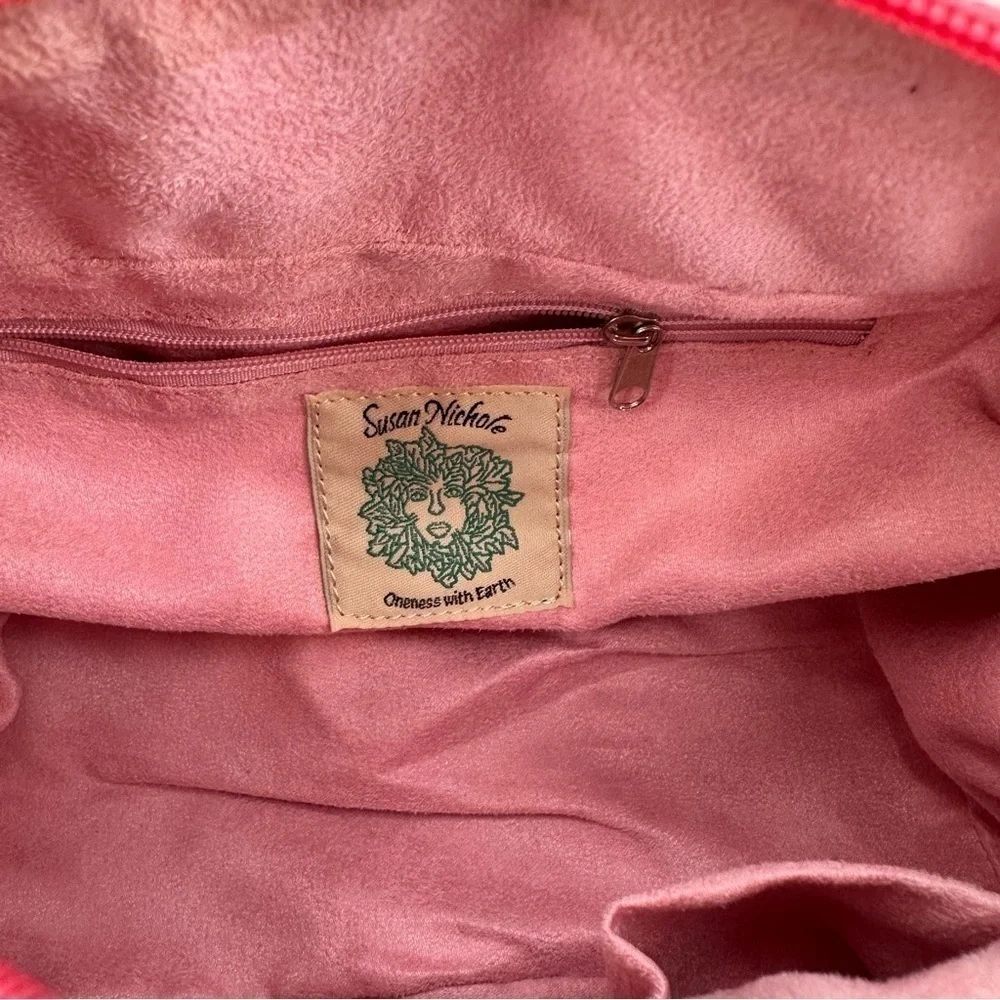 Susan Nichole Pink Crocodile Vegan Leather Oneness with Earth Hand/Cosmetic Bag