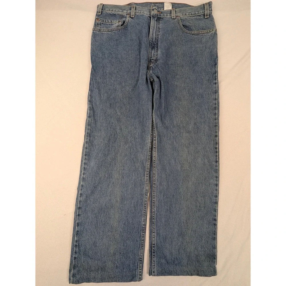 Levis 505 Regular Fit Straight Leg Jeans Mens 38x30 Med Wash Blue Y2K July 2000