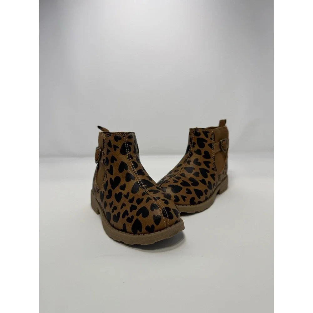 Carter's Toddler Girls Brown/Black Heart Leopard‎ Print Boots Shoes Size 7