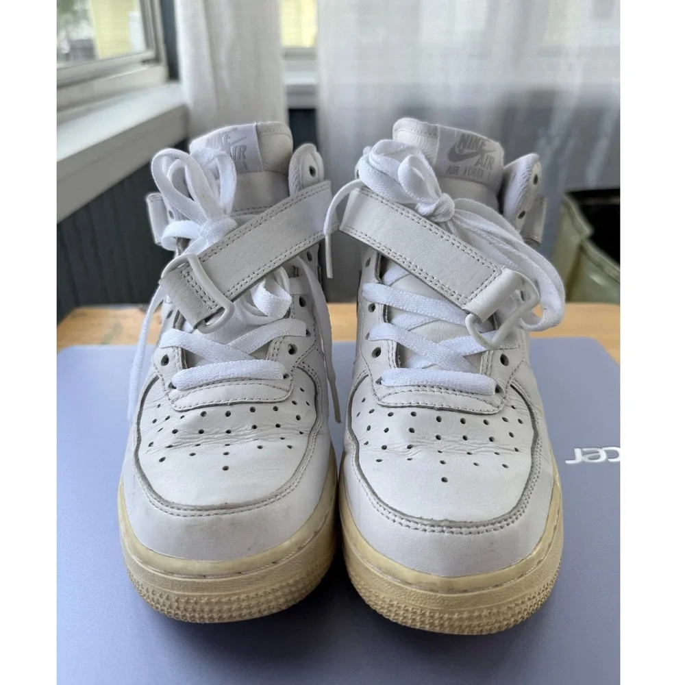 Nike Air Force 1 High NikeiD‎ Custom 2015 White Leather Aged Sole Rare Sz 5.5/7W