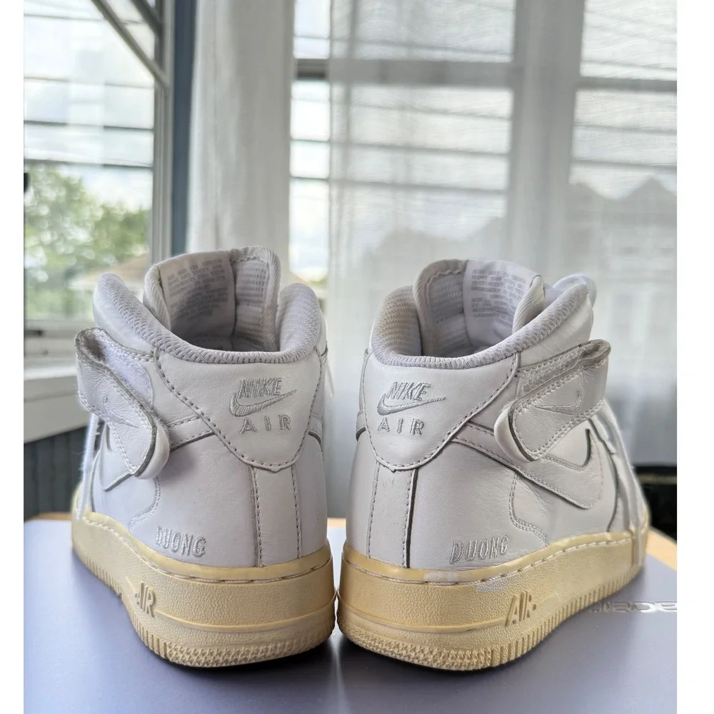Nike Air Force 1 High NikeiD‎ Custom 2015 White Leather Aged Sole Rare Sz 5.5/7W