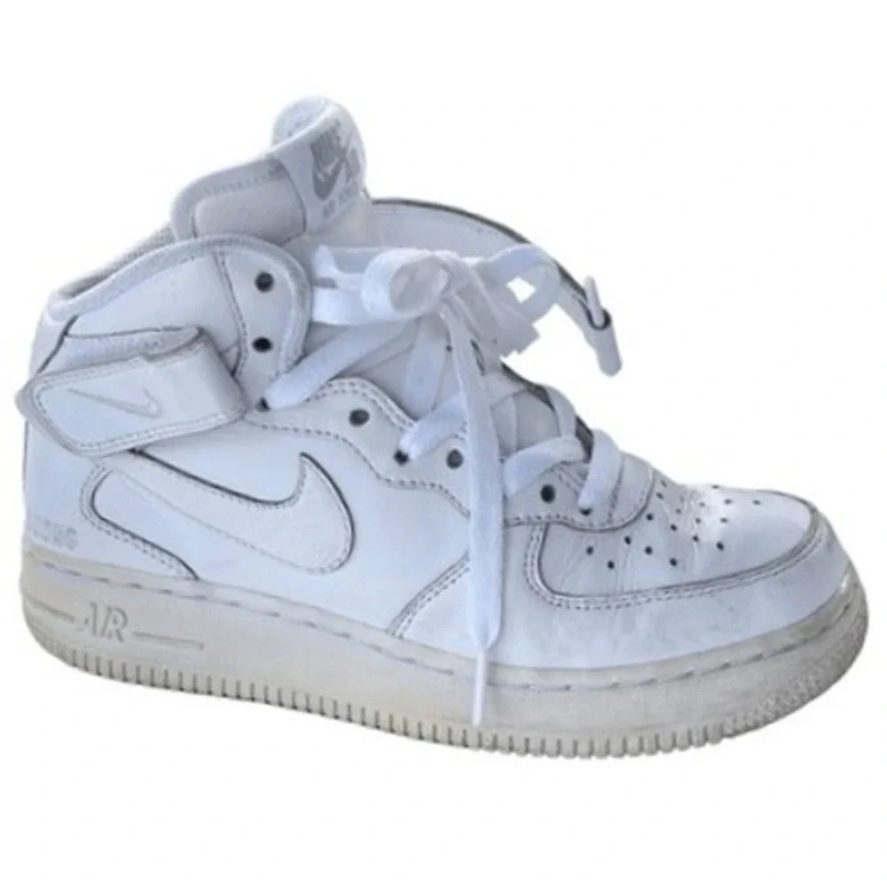 Nike Air Force 1 High NikeiD‎ Custom 2015 White Leather Aged Sole Rare Sz 5.5/7W