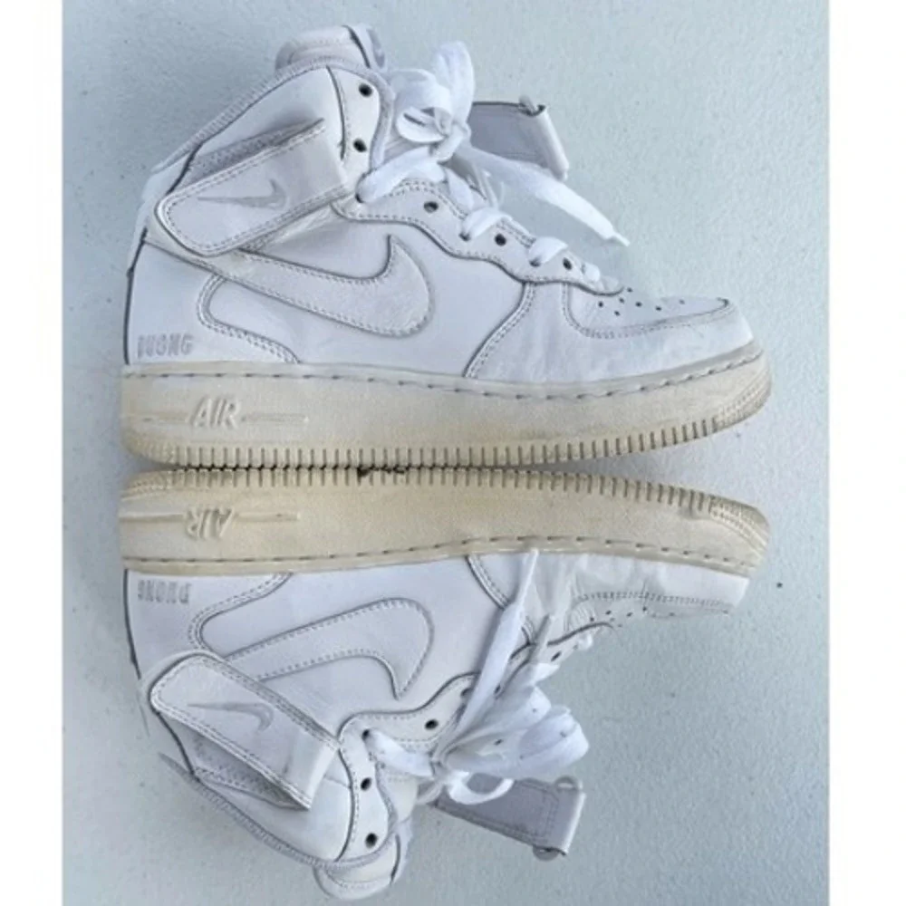 Nike Air Force 1 High NikeiD‎ Custom 2015 White Leather Aged Sole Rare Sz 5.5/7W