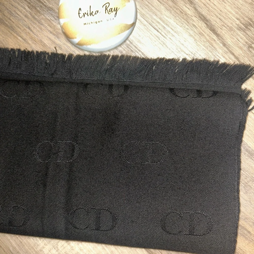 Dior Black CD Monogram Long Scarf‎