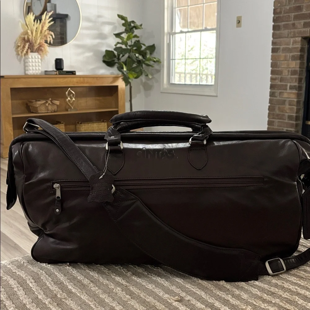 Cintas Brown Large Cowhide Leather Men’s‎ Duffle Travel Weekend Bag Leather Bag
