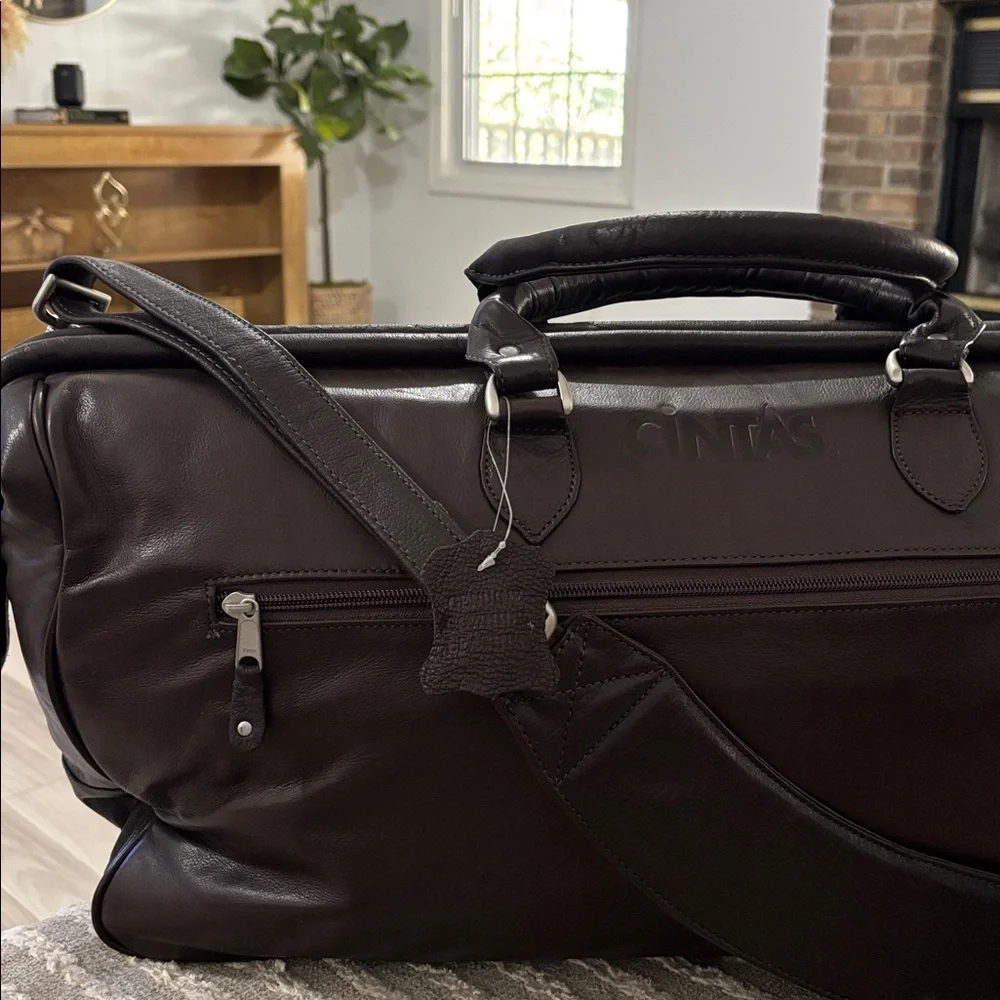 Cintas Brown Large Cowhide Leather Men’s‎ Duffle Travel Weekend Bag Leather Bag