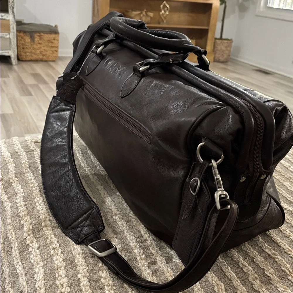 Cintas Brown Large Cowhide Leather Men’s‎ Duffle Travel Weekend Bag Leather Bag