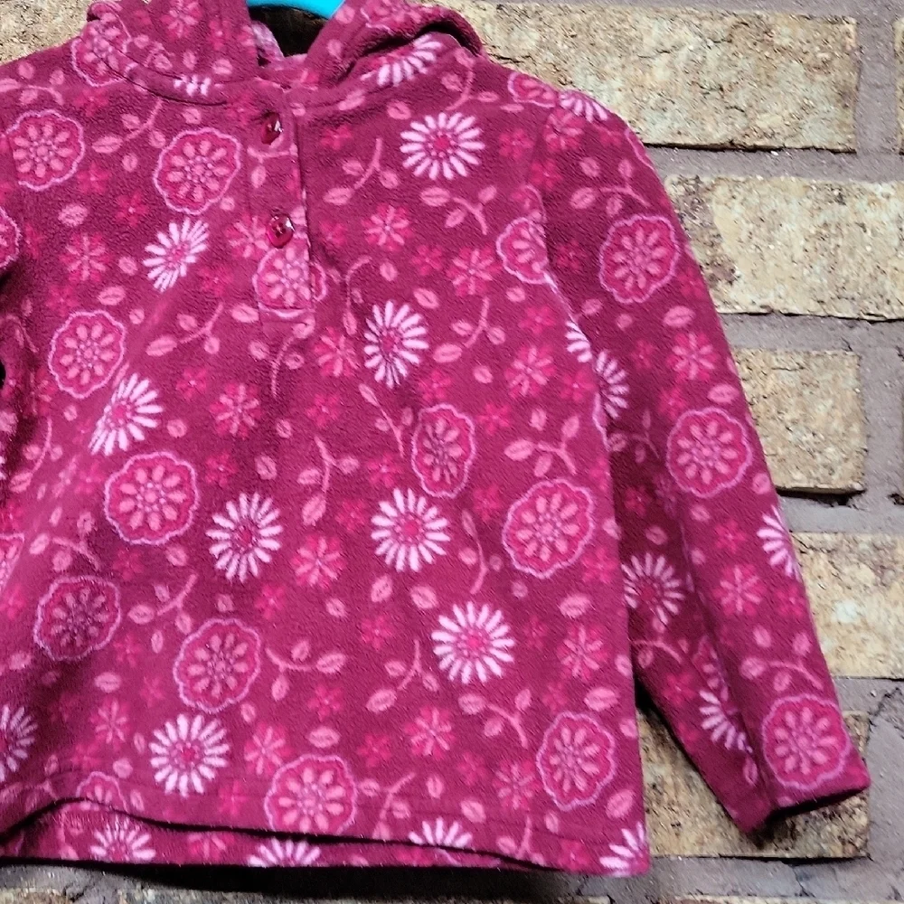 Carter's Maroon Floral Pullover Hoodie Size 24 Months