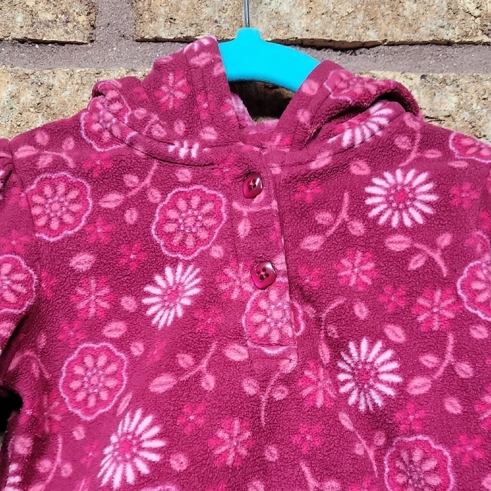 Carter's Maroon Floral Pullover Hoodie Size 24 Months