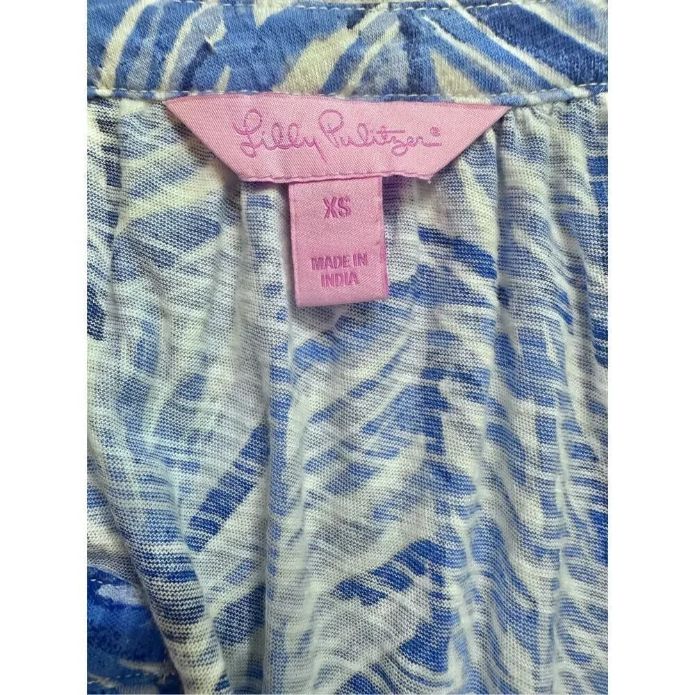 LILLY PULITZER KIPPER LAPIS BLUE COSTA VERDE BLOUSE TOP SIZE XS