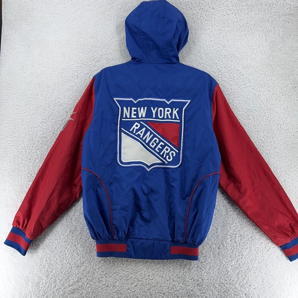 New York Rangers Hooded Bomber Jacket Mens Small NHL Hockey‎ G III Coat Blue Red