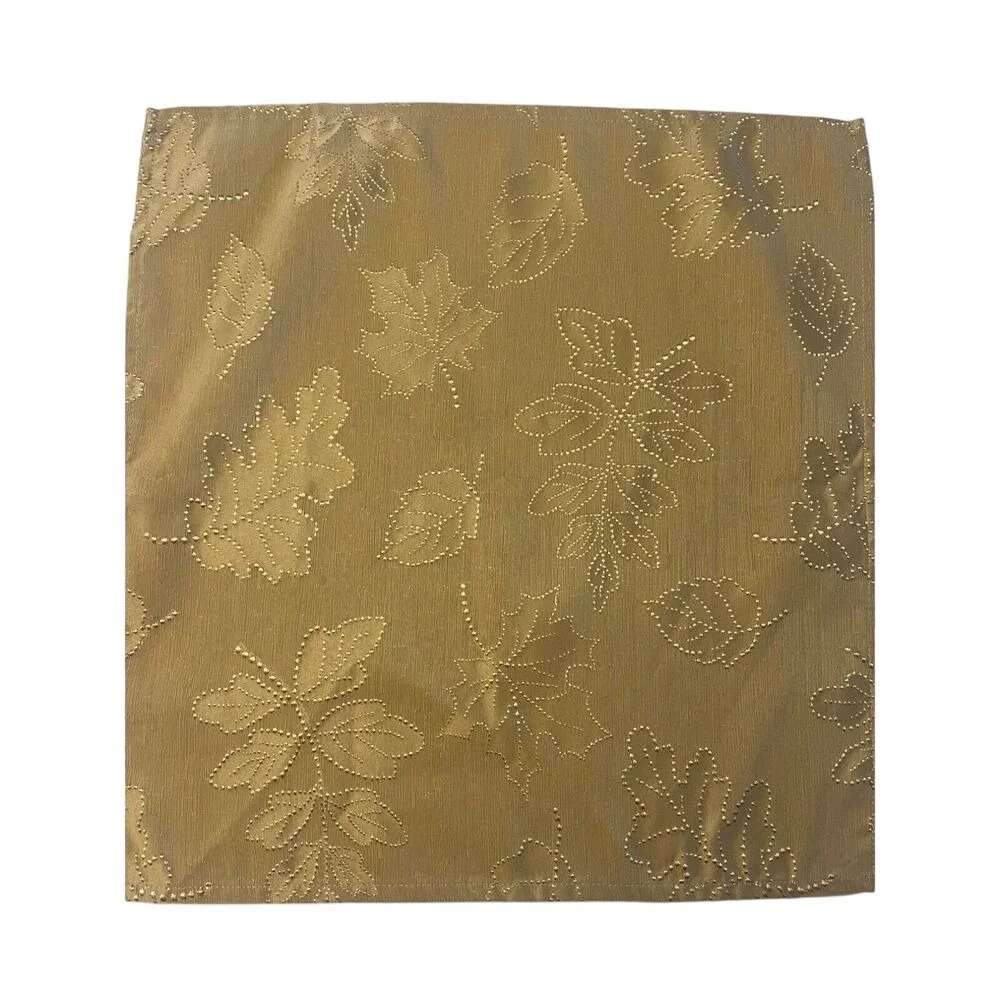 Set 8 Gold Dinner Napkins W/ Raised Leaf Designs Christmas Holiday 18