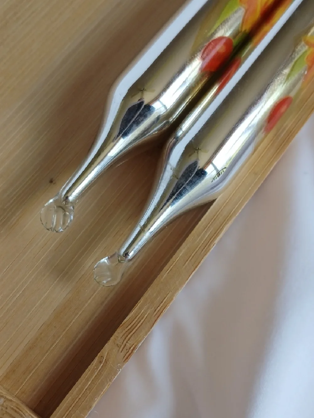 2 Vtg Mercury Glass Taper Candles Floral 10