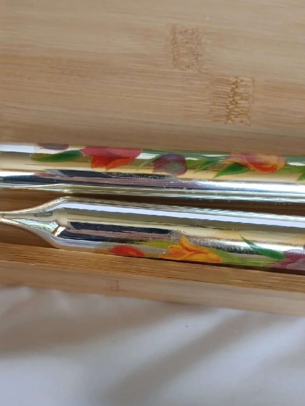 2 Vtg Mercury Glass Taper Candles Floral 10