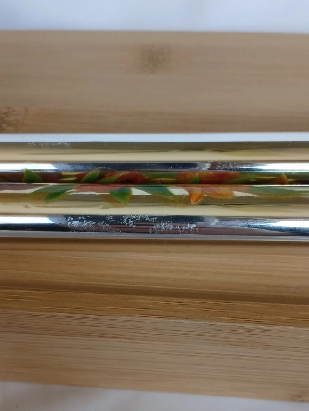 2 Vtg Mercury Glass Taper Candles Floral 10