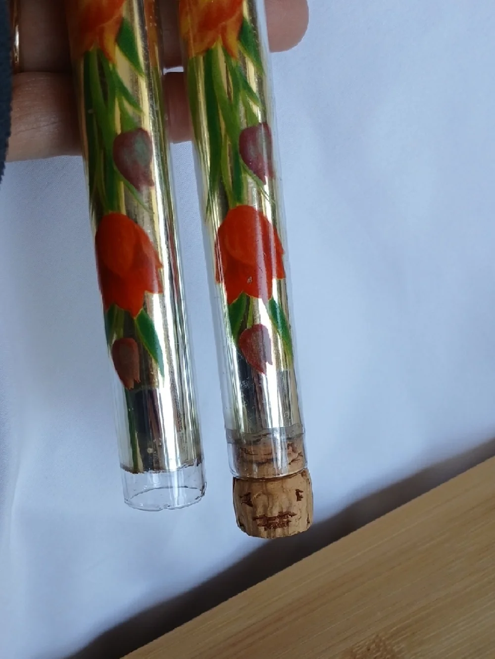 2 Vtg Mercury Glass Taper Candles Floral 10