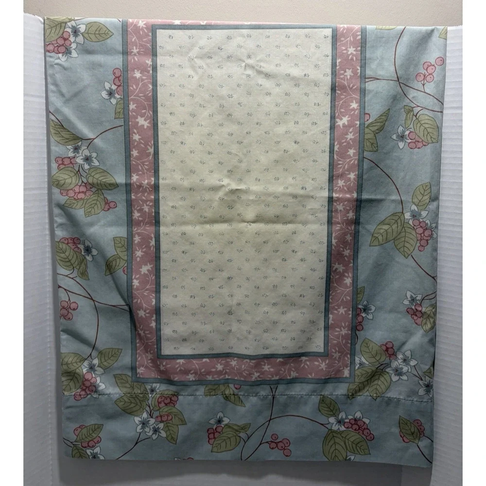 Bill Blass Springmaid Twin Sheet Set Percale Floral Blue Pink Green Vintage