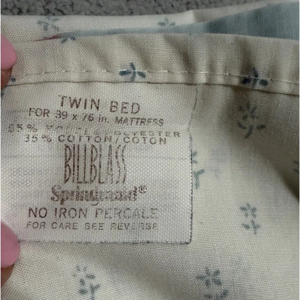 Bill Blass Springmaid Twin Sheet Set Percale Floral Blue Pink Green Vintage