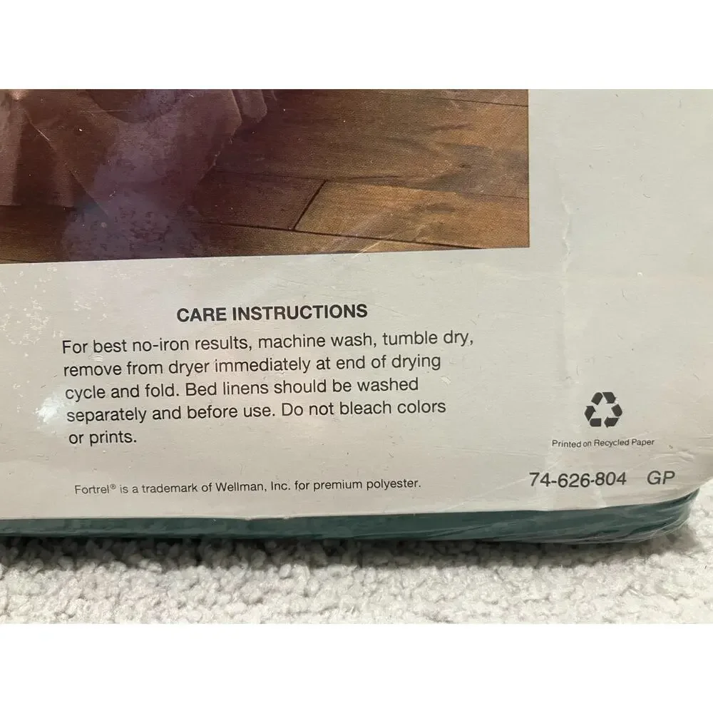 Vintage Cannon Color Classics Full Flat Sheet Hunter Green No Iron Percale USA