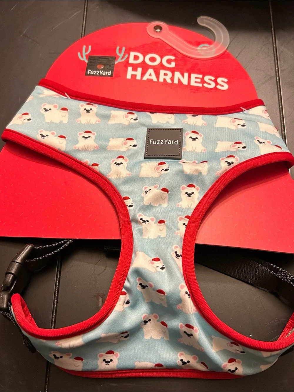 NWT FuzzYard XL Blue & Red Dog Harness - Cute Holiday Pomeranian Print